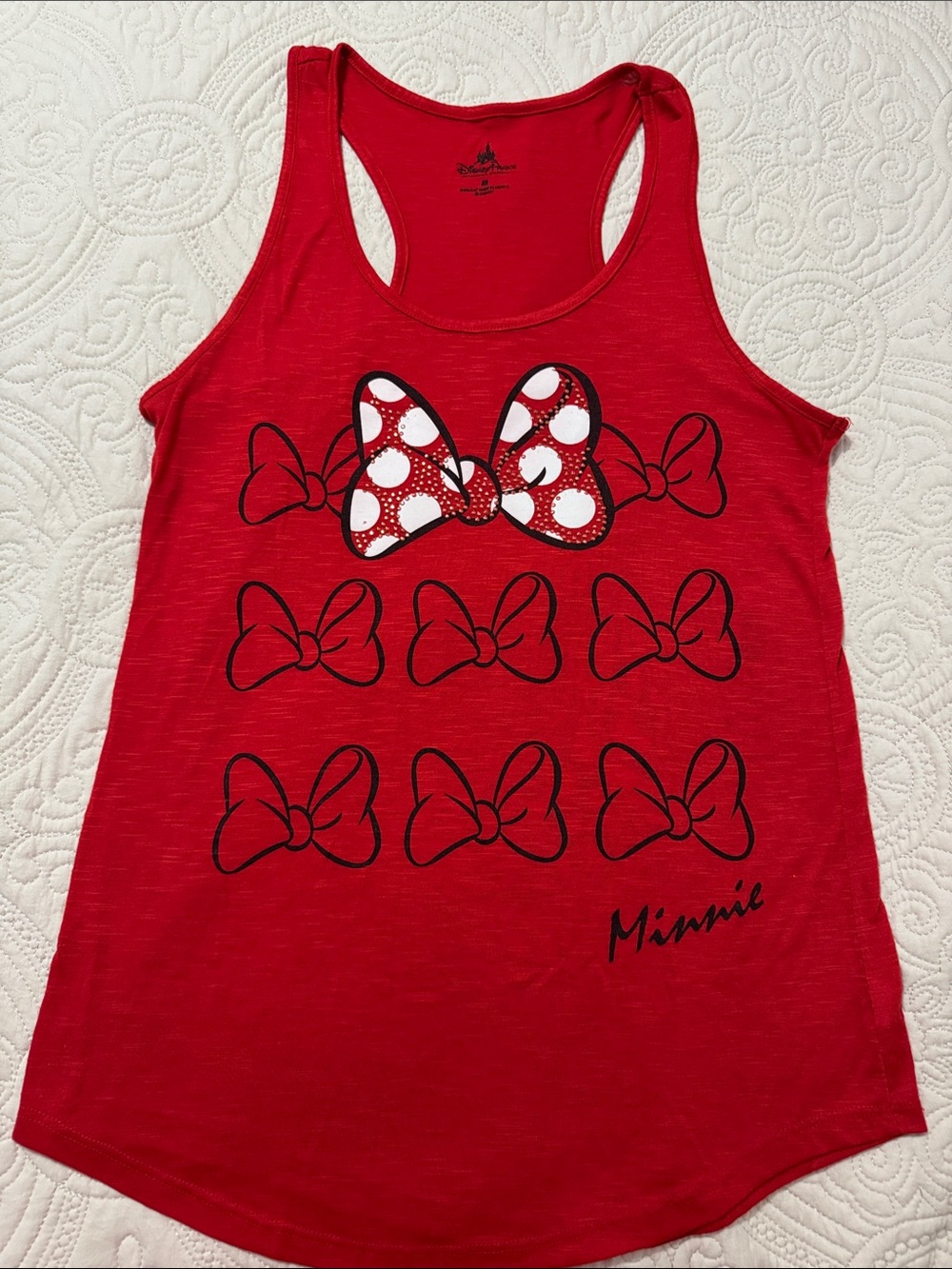 Disney Red Minnie Bow Graphic Tank Top